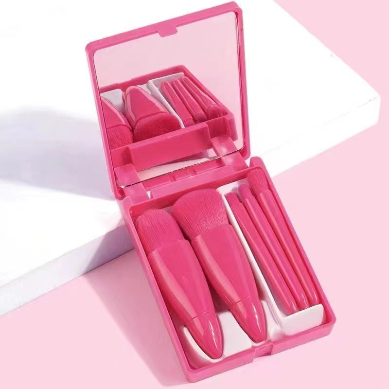 5pcs Mini Travel Makeup Brush Set with Mirror
