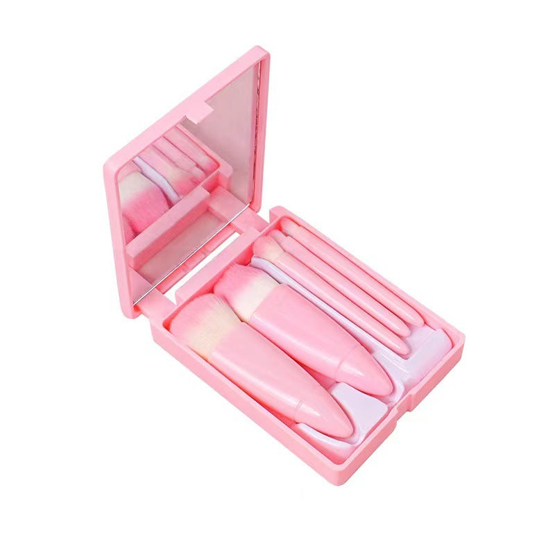 5pcs Mini Travel Makeup Brush Set with Mirror